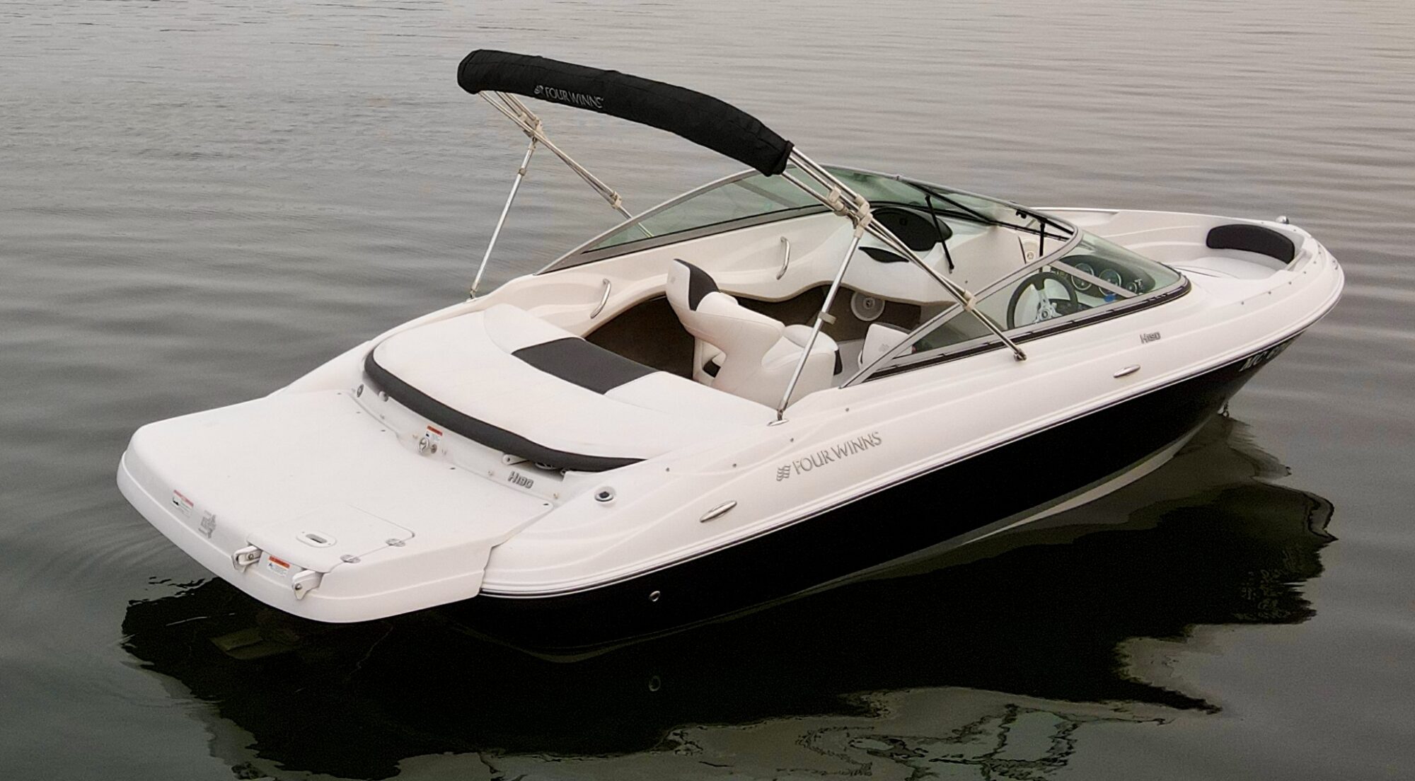 speed boat on lake michigan